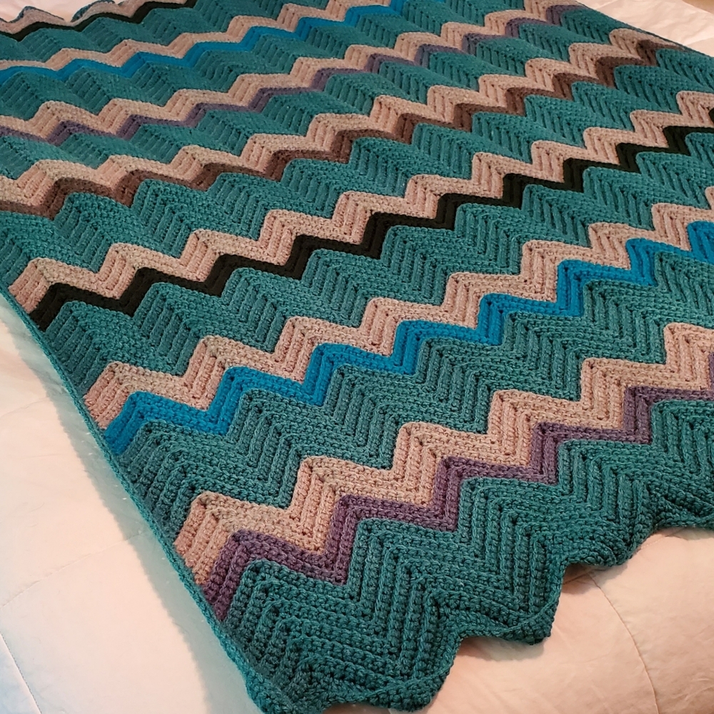 Vintage Handknit Afghan Blanket